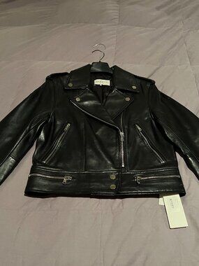 Sandro Paris Black Leather Moto Jacket - Size 1